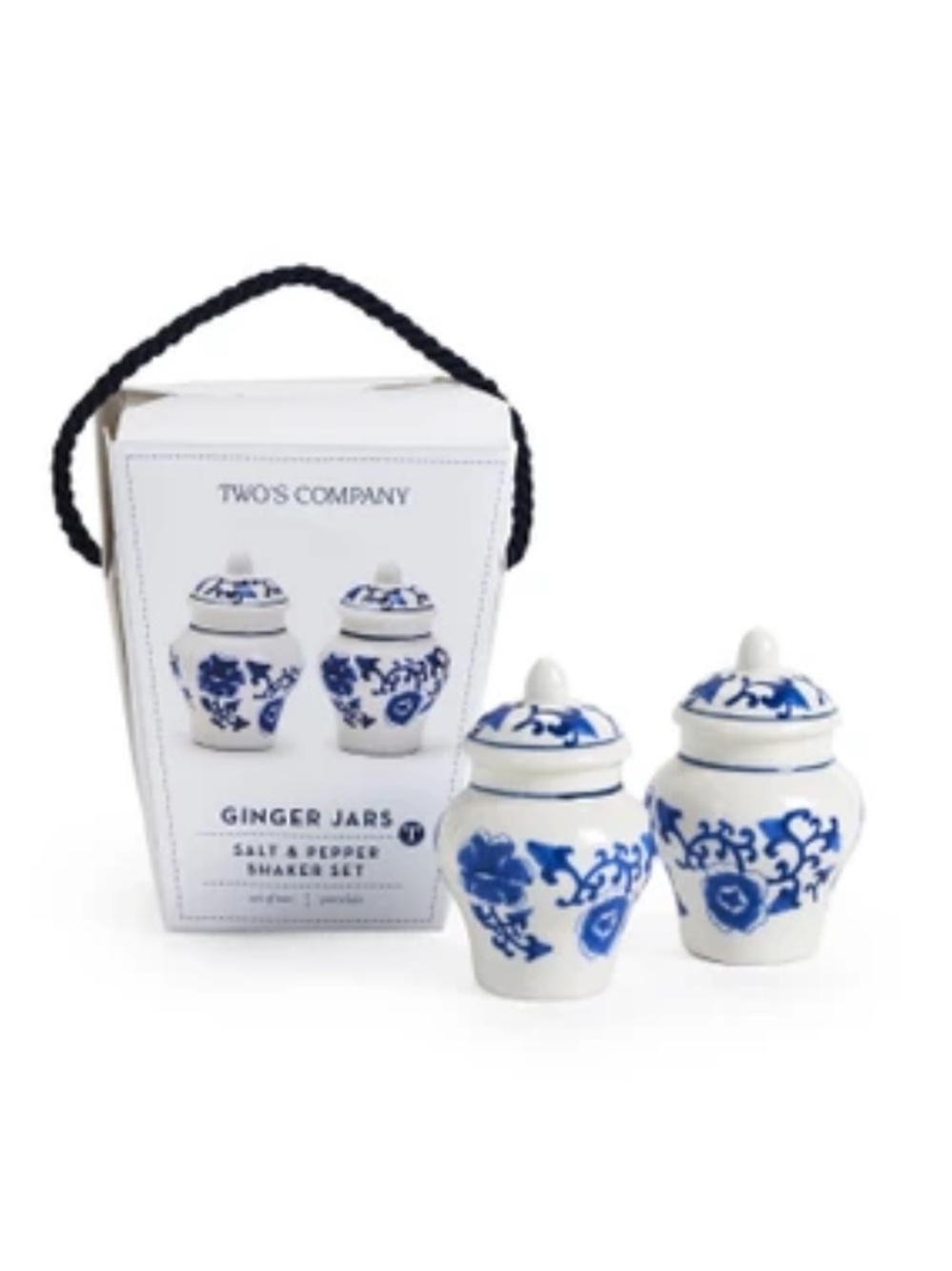 Two's Company Blue and White Ceramic Mini Ginger Jars - Set of 2